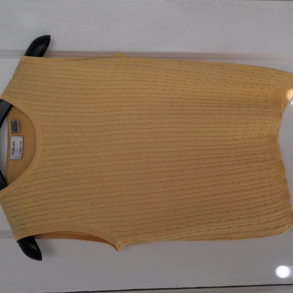 Kevo 100%silk knit top. Size L. Lemon yellow. Sleeveless.  Excellent Condition